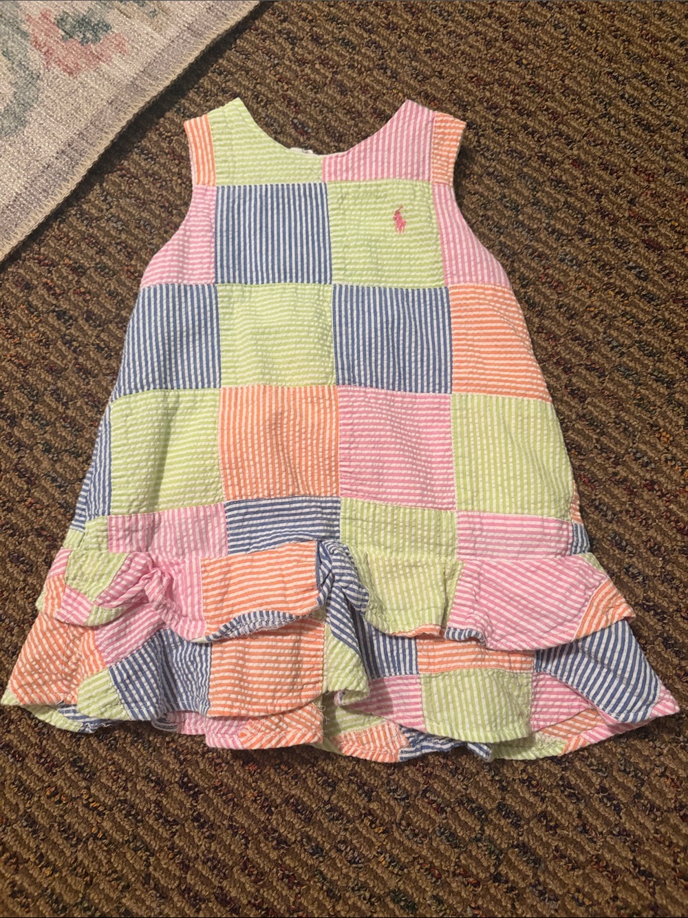 Ralph Lauren Patchwork Seersucker Dress - Pink, Blue, Green, Orange